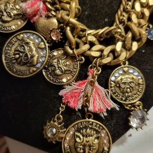 Betsey Johnson Cameo, Critter , Coin, Cat and Dog Necklace.This is a great neckl